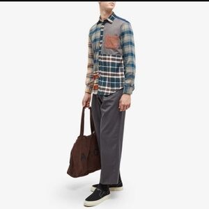 Portuguese Flannel Men's Patchwork 2 Check Shirt in Multi